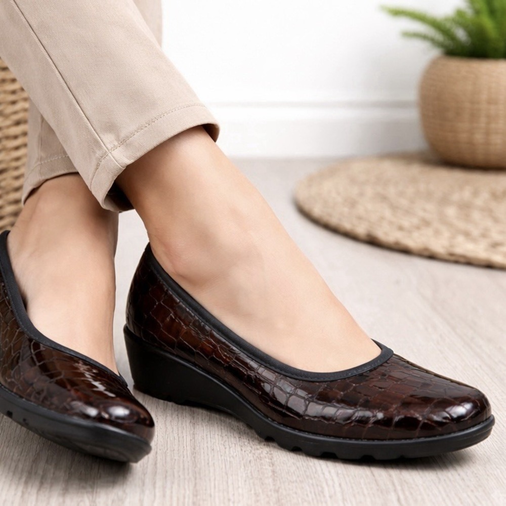 JOSEF SEIBEL Bridget Kroko Brown Croco Embossed Leather Comfort EU 36 US 5 WIDE